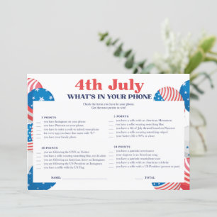 4th July Phone Game Card