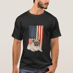 4Th July Pug American Flag Patriotic Dog Lover T-Shirt