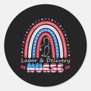 4Th July Rainbow Stethoscope Patriotic Labour Deli Classic Round Sticker