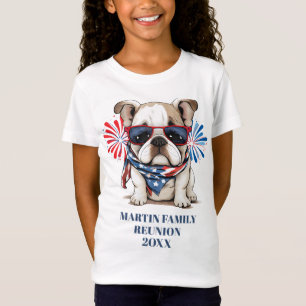 4th July Red Blue Bulldog Family Reunion Girl's T-Shirt