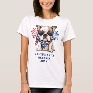 4th July Red Blue Bulldog Family Reunion T-Shirt