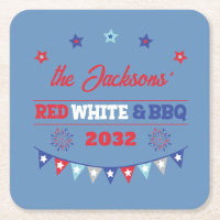 4th july Red white and BBQ family name patriotic