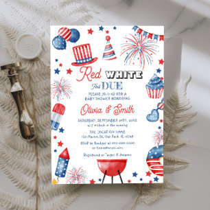 4th July Red White and Due Baby Shower Invitation