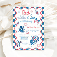 4th July Red White and Due Baby Shower Invitation