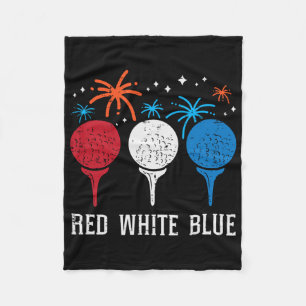 4th July Red White Blue Golf Patriotic Golfer Dad Fleece Blanket