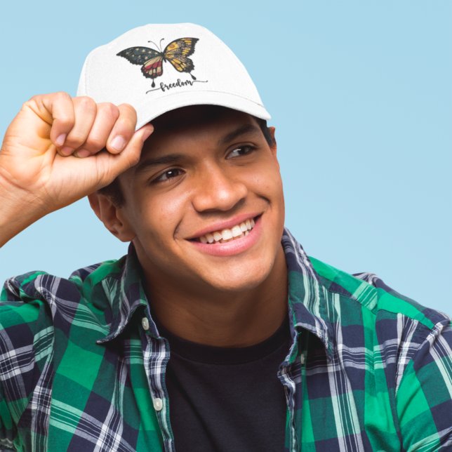 4th July Red White Blue Stars Butterfly Freedom Trucker Hat (Creator Uploaded)