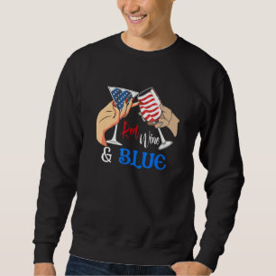 4th July Red Wine And Blue Usa Flag Alcoholic Dri Sweatshirt