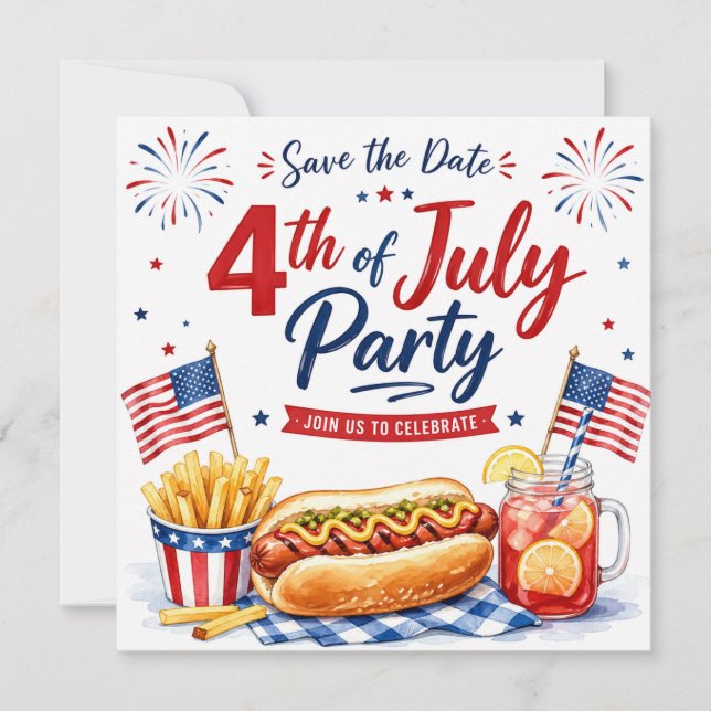  4th July Save the Date  Independence Day party   (Front)