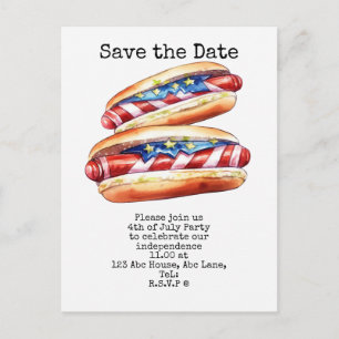  4th July Save the Date  Independence Day party   Postcard