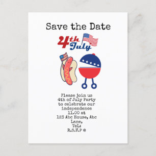 4th July Save the Date Independence Day party Postcard