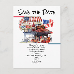  4th July Save the Date  Independence Day party   Postcard