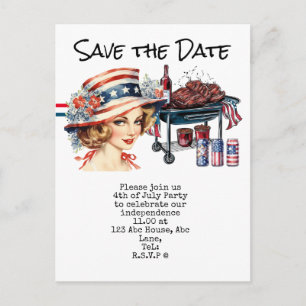 4th July Save the Date Independence Day party Postcard