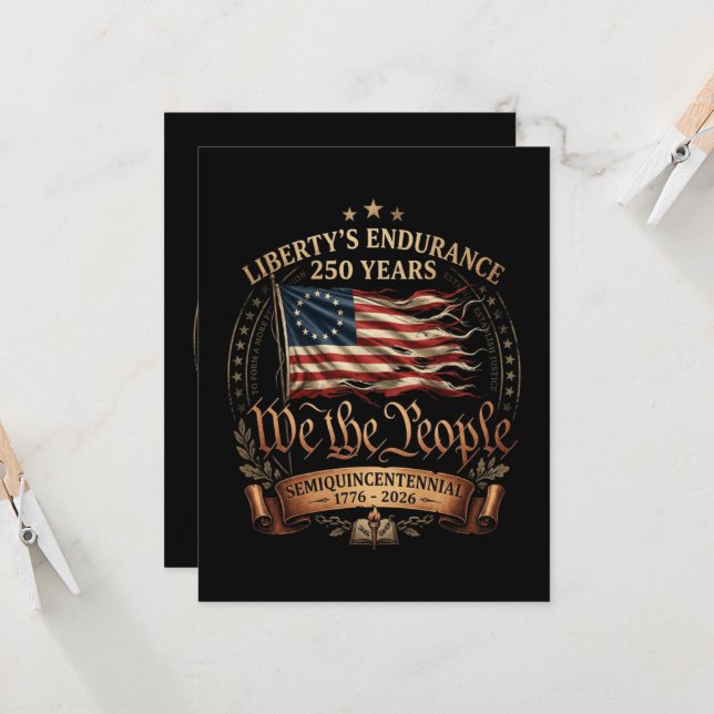 4th July Semiquincentennial 1776-2026 Invitation (Front/Back In Situ)