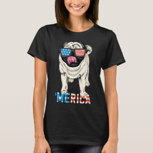 4th July Shirt Gift Men Women Kids Merica Pug USA