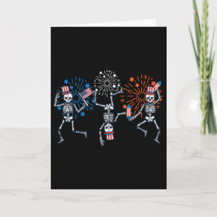 4th July Skeletons Dance Fireworks Patriotic Women Card