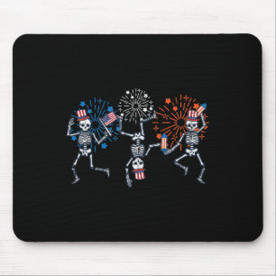 4th July Skeletons Dance Fireworks Patriotic Women Mouse Mat