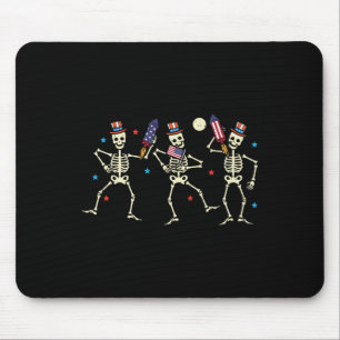 4th July Skeletons Dancing Flag Bones Patriot Men  Mouse Mat