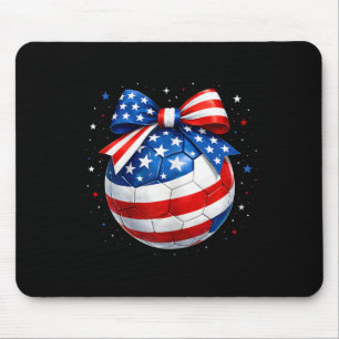 4th July Soccer Coquette Bow Womens Mouse Mat
