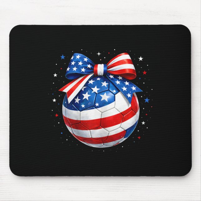 4th July Soccer Coquette Bow Womens  Mouse Mat (Front)