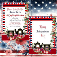 4th July Stripes Vintage Teapot Afternoon High Tea