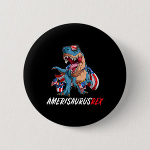 4th July T Rex America Dinosaur Independence Day P 6 Cm Round Badge