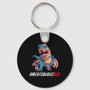 4th July T Rex America Dinosaur Independence Day P Key Ring