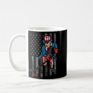 4th July Uncle Sam Ice Hockey Flag Aamerica Men Coffee Mug