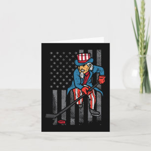 4th July Uncle Sam Ice Hockey US Flag America Men Card