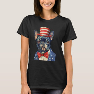 4th July US Flag Patriotic Designs  French Bulldog T-Shirt