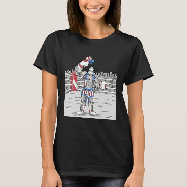 4th July USA Boxing Fitness Gym Artificial Intelli T-Shirt (Front)
