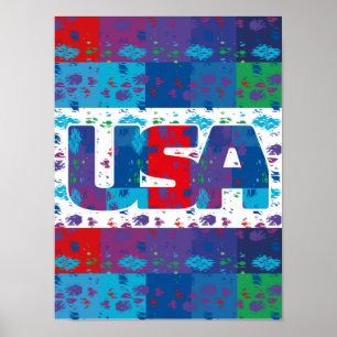 4th July USA simplified text by Masanser Poster