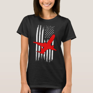 4th July Vintage Usa Flag American Aircraft Mechan T-Shirt
