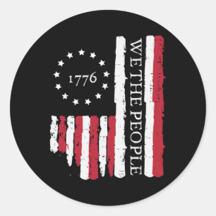 4th July We The People Us Flag 1776 Patriotic Men Classic Round Sticker