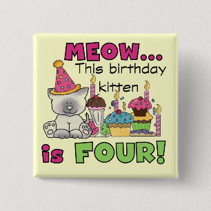 4th Kitten Birthday T-shirts and Gifts 15 Cm Square Badge