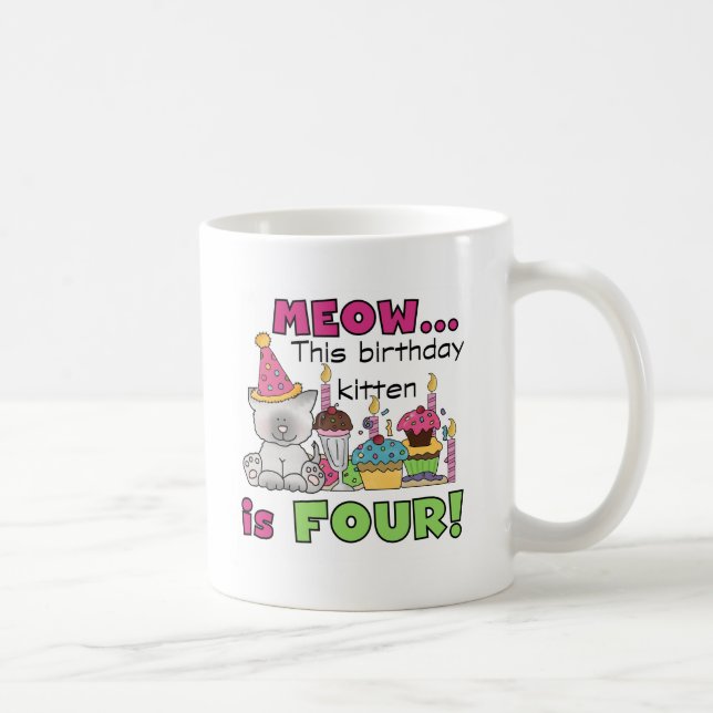4th Kitten Birthday T-shirts and Gifts Coffee Mug (Right)