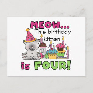 4th Kitten Birthday T-shirts and Gifts Postcard