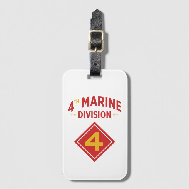 4th Marine Division United States Military Luggage Tag (Front Vertical)