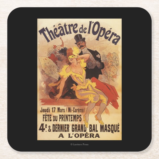 4th Masked Ball at Theatre de l'Opera Square Paper Coaster (Front)