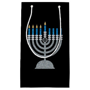4th Night of Hanukkah Glitter Small Gift Bag