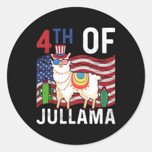 4Th Of Jullama LLama Patriotic US Flag 4th Of July Classic Round Sticker