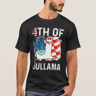 4th Of Jullama Llama With American Flag Men Women T-Shirt