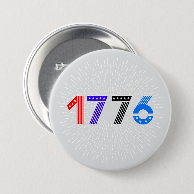 4th of July 1776 7.5 Cm Round Badge (Front & Back)