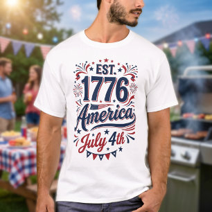 4th of July 1776 red white and blue  T-Shirt