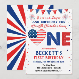 4th of July 1st Birthday Invitation