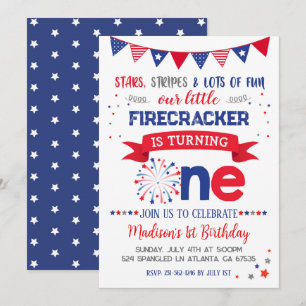 4th of July 1st Birthday Invitation