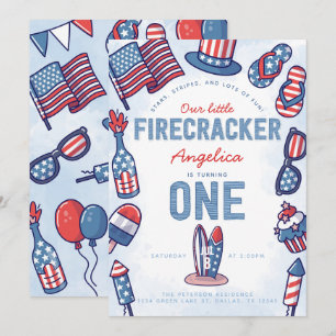 4th of July 1st Birthday Party Invitation