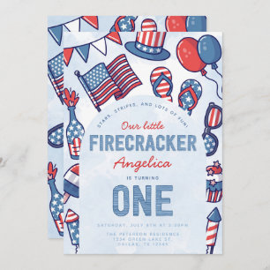 4th of July 1st Birthday Party Invitation