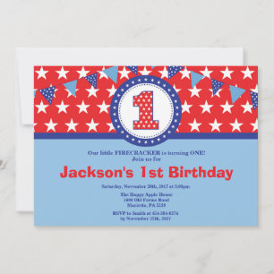 4th of July 1st First Birthday Invitation