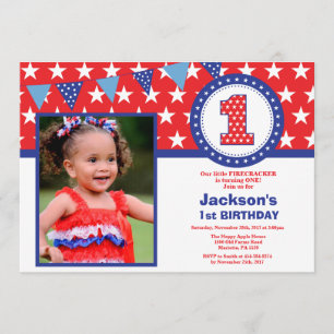4th of July 1st First Birthday Invitation
