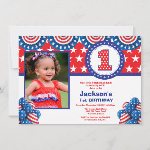 4th of July 1st First Birthday Invitation